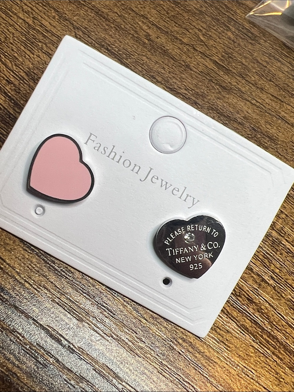 Pink and Silver Heart Stud Earrings